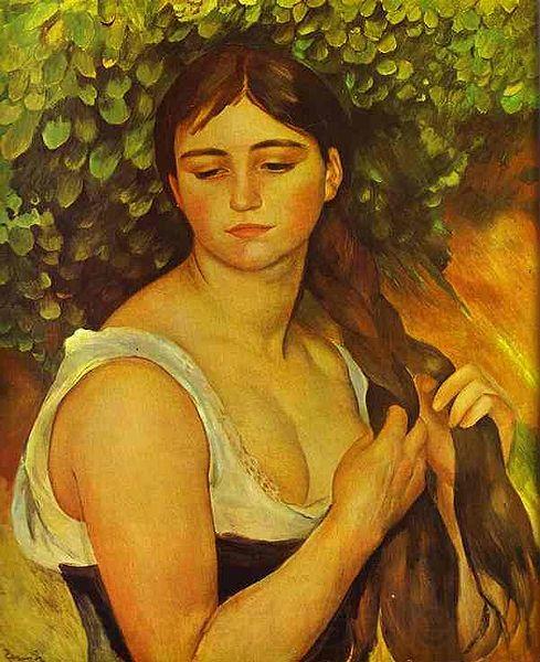 Pierre Auguste Renoir Girl Braiding Her Hair Germany oil painting art